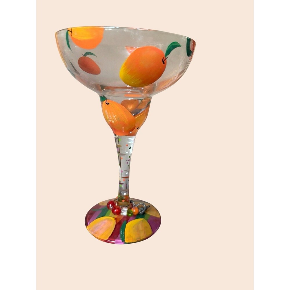 Lolita “Peach” Love My Margarita Glass Hand Painted W/Recipe On Bottom